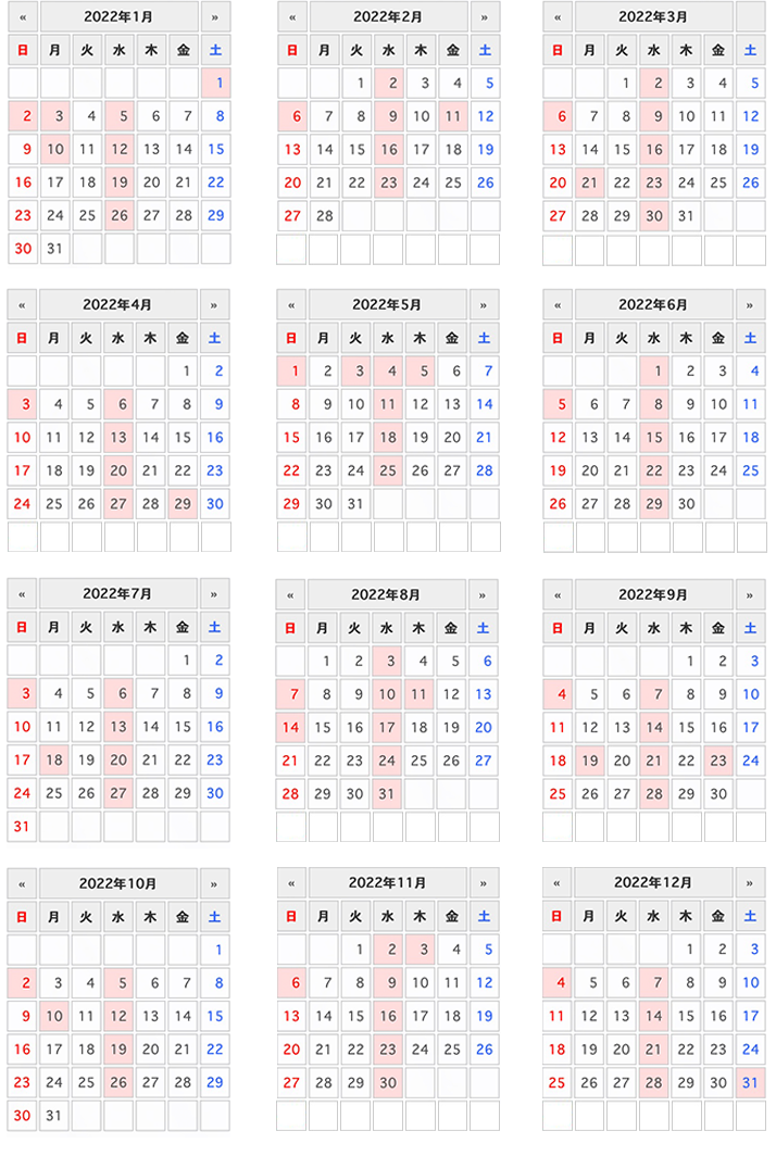 丸山記念総合病院 年間カレンダー2022